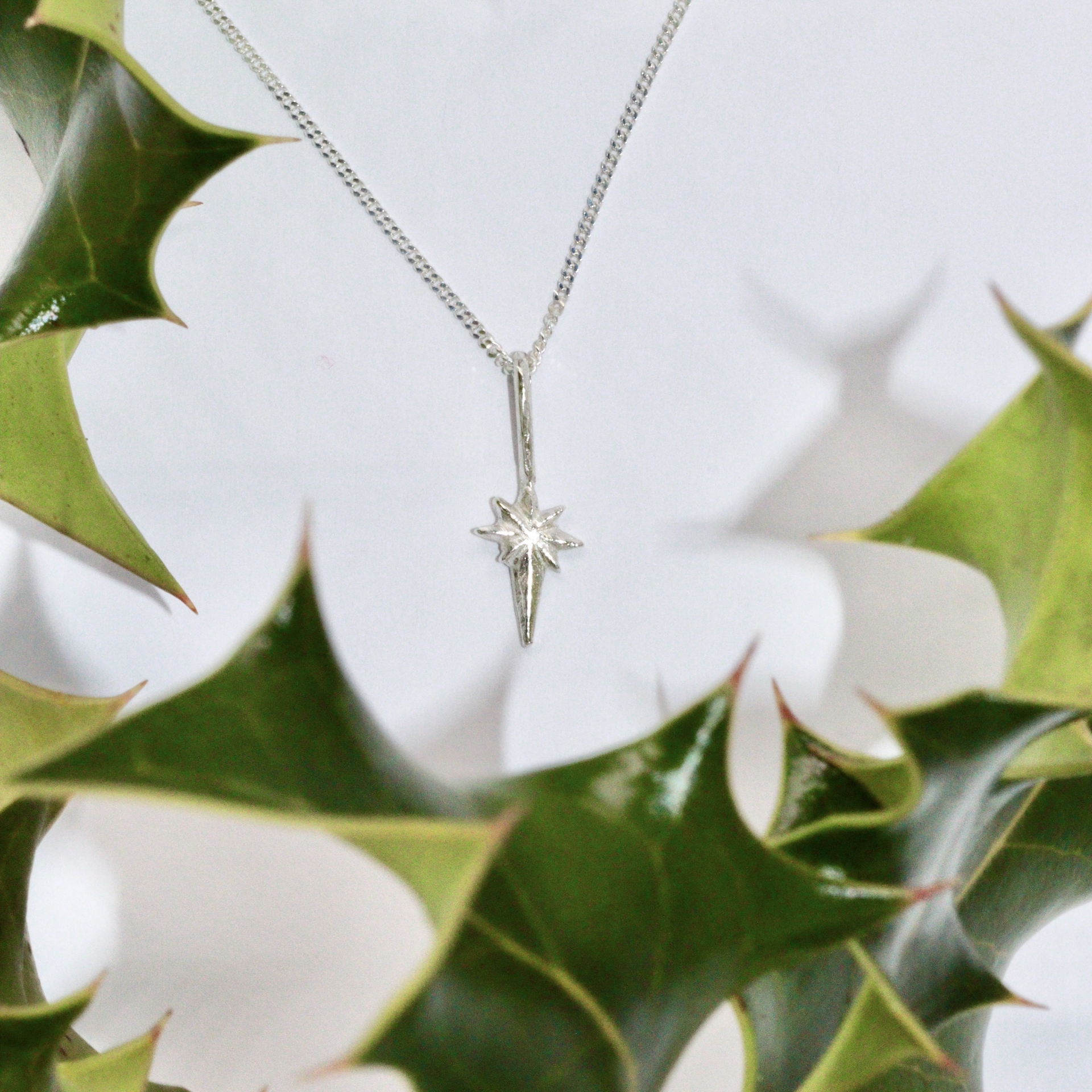 Silver Star Necklace Christmas Card